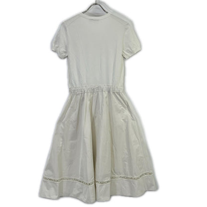 MONCLER モンクレール 20SS ABITO TRICOT DRESS ホワイト ポリエステル ロゴデザインレース サマーニットドッキングワンピース トップス