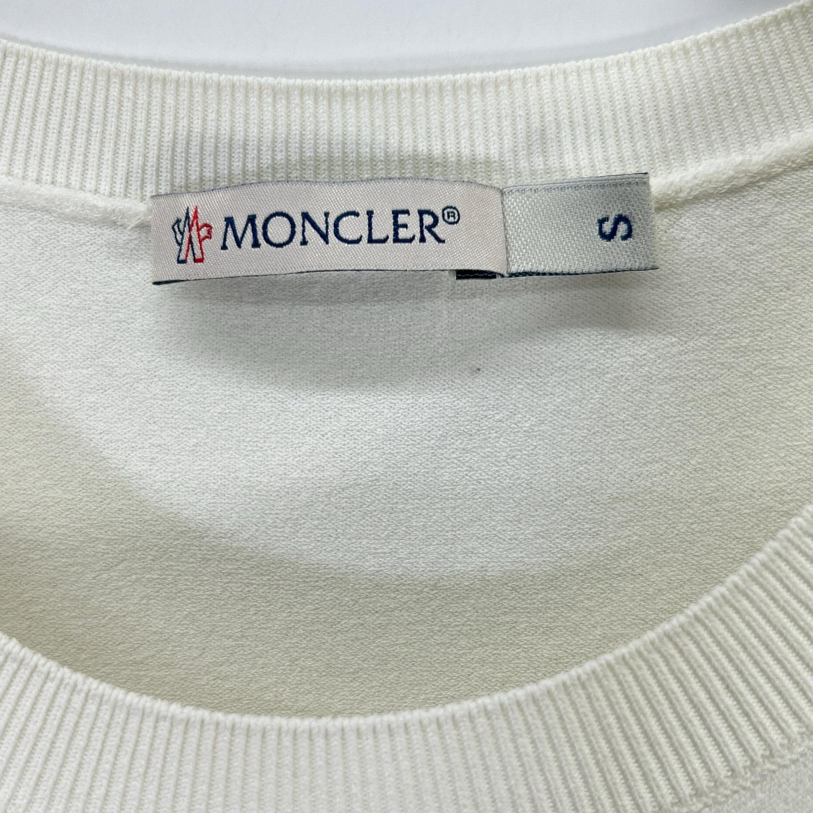 MONCLER モンクレール 20SS ABITO TRICOT DRESS ホワイト ポリエステル ロゴデザインレース サマーニットドッキングワンピース トップス