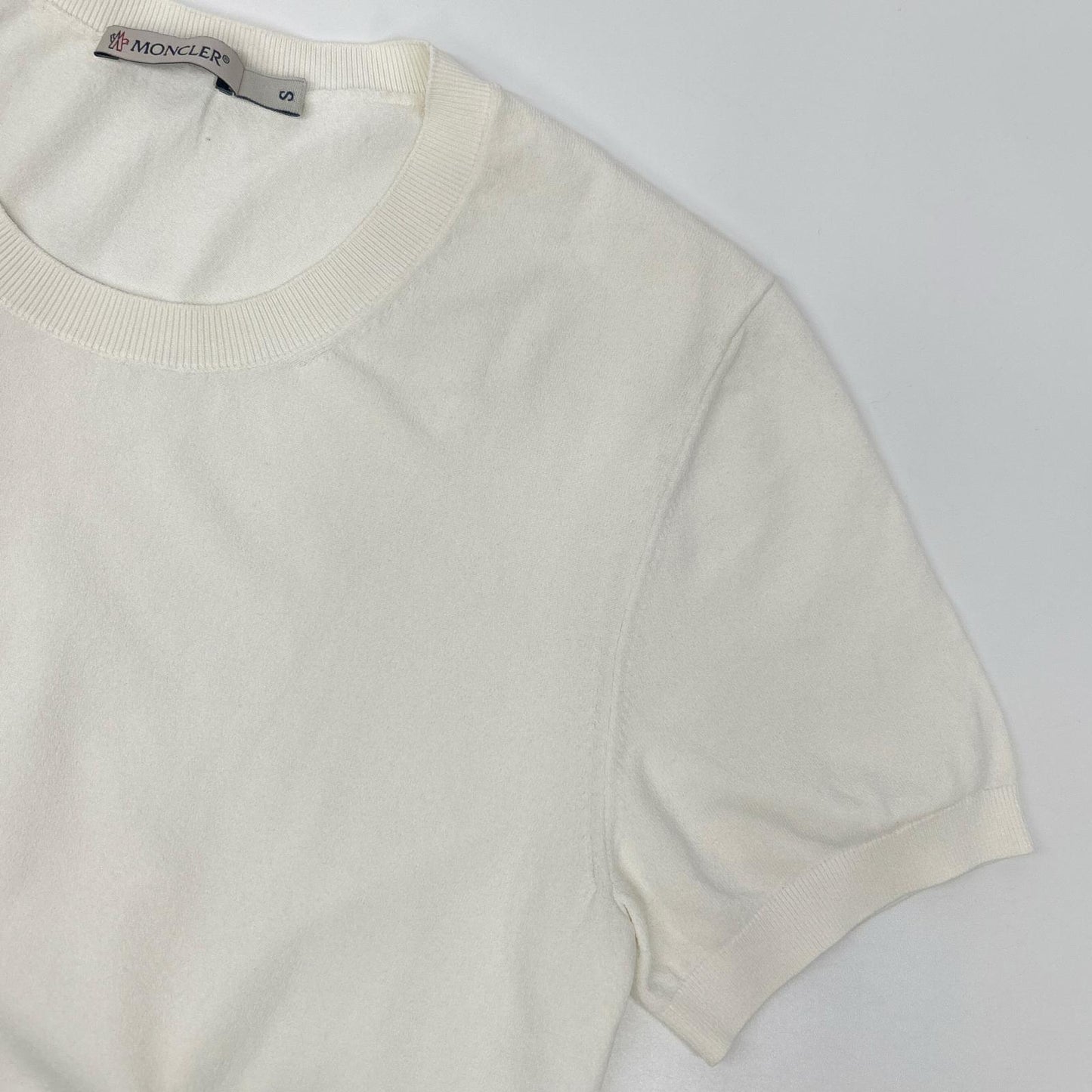 MONCLER モンクレール 20SS ABITO TRICOT DRESS ホワイト ポリエステル ロゴデザインレース サマーニットドッキングワンピース トップス