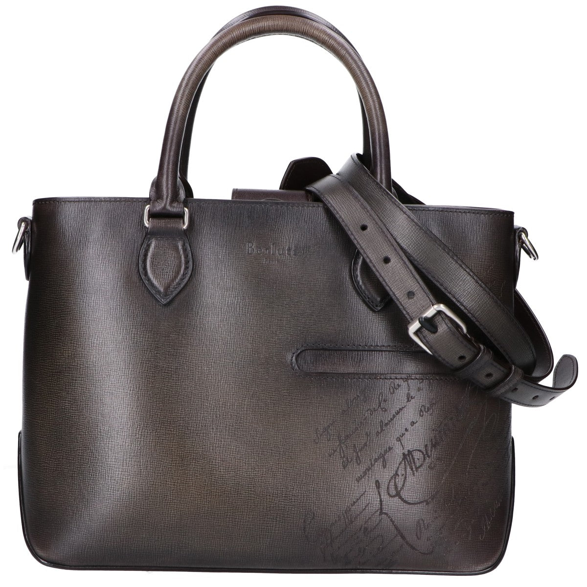 berluti ベルルッティ 25年製 308199 グレー ヴェネチアパルメラートカーフ カリグラフィ トゥジュールXS 2WAYトートバッグ トートバッグ