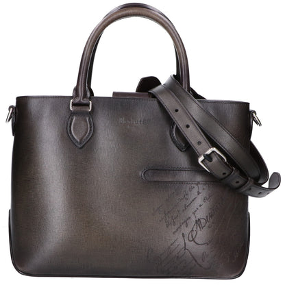 berluti ベルルッティ 25年製 308199 グレー ヴェネチアパルメラートカーフ カリグラフィ トゥジュールXS 2WAYトートバッグ トートバッグ