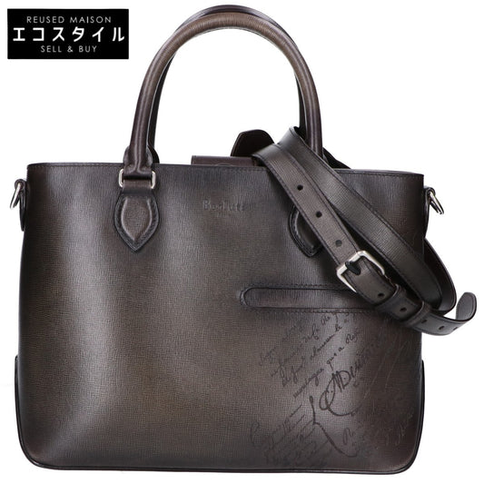 berluti ベルルッティ 25年製 308199 グレー ヴェネチアパルメラートカーフ カリグラフィ トゥジュールXS 2WAYトートバッグ トートバッグ