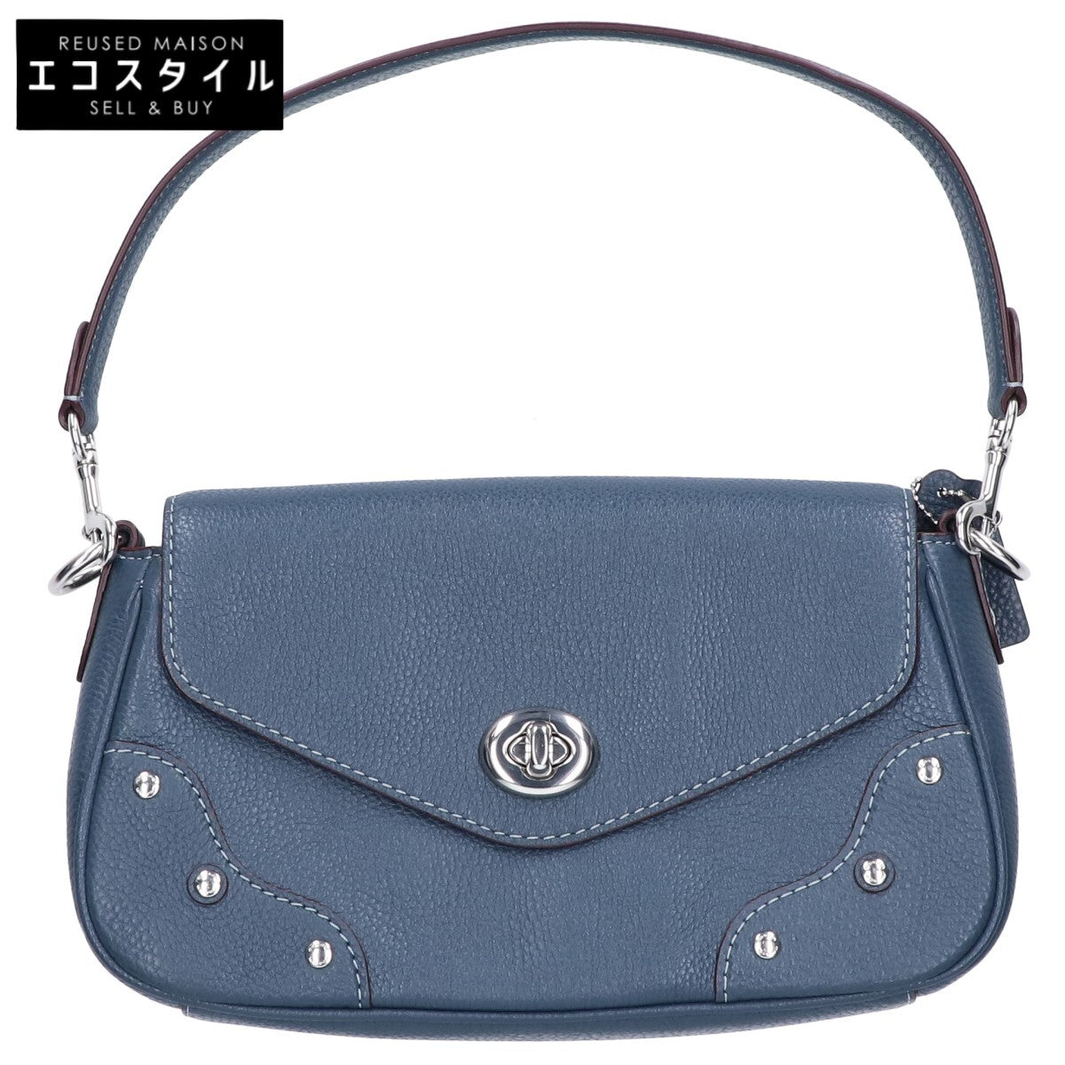 COACH コーチ 【新品同様】CE634 MILLIE ミリー ぺプルレザー ターンロック フラップ ショルダーバッグ