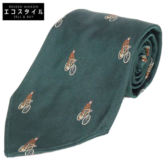 RRL ダブルアールエル 【美品】25SS NKW39020144 イタリア製 自転車柄 シルク ハンドメイド ネクタイ