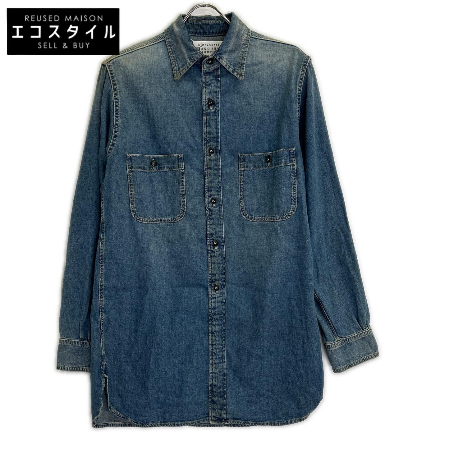 Maison margiela メゾンマルジェラ 【美品/国内正規/24年製】S50DT0042 ヴィンテージ加工 ウォッシュド デニム ロングシャツ トップス