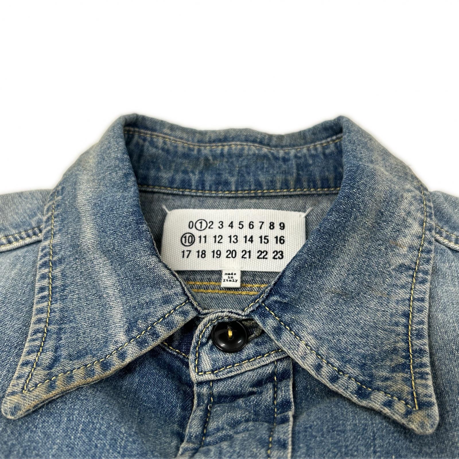 Maison margiela メゾンマルジェラ 【美品/国内正規/24年製】S50DT0042 ヴィンテージ加工 ウォッシュド デニム ロングシャツ トップス