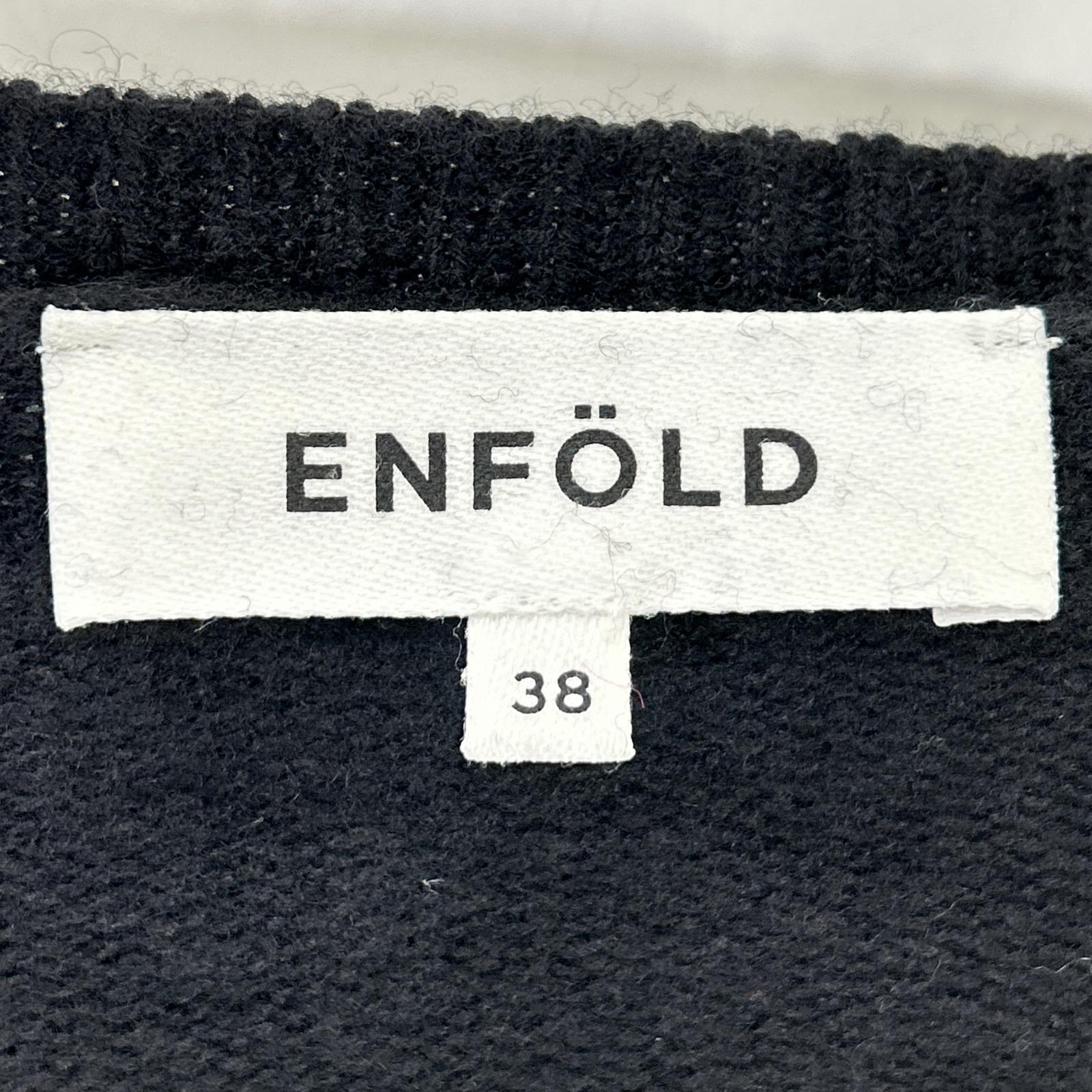 ENFOLD エンフォルド 25SS 300IS170-0771 ブラック×ホワイト ウール クロップド ELEPHANT KNIT CARDIGAN トップス