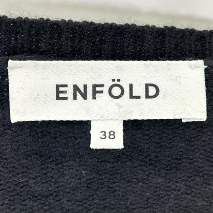ENFOLD エンフォルド 25SS 300IS170-0771 ブラック×ホワイト ウール クロップド ELEPHANT KNIT CARDIGAN トップス