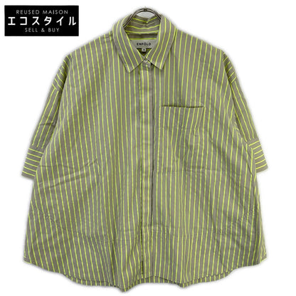 ENFOLD エンフォルド 24SS 300HS430-1920 グレー×イエロー SOLID NEON STRIPE SHIR トップス