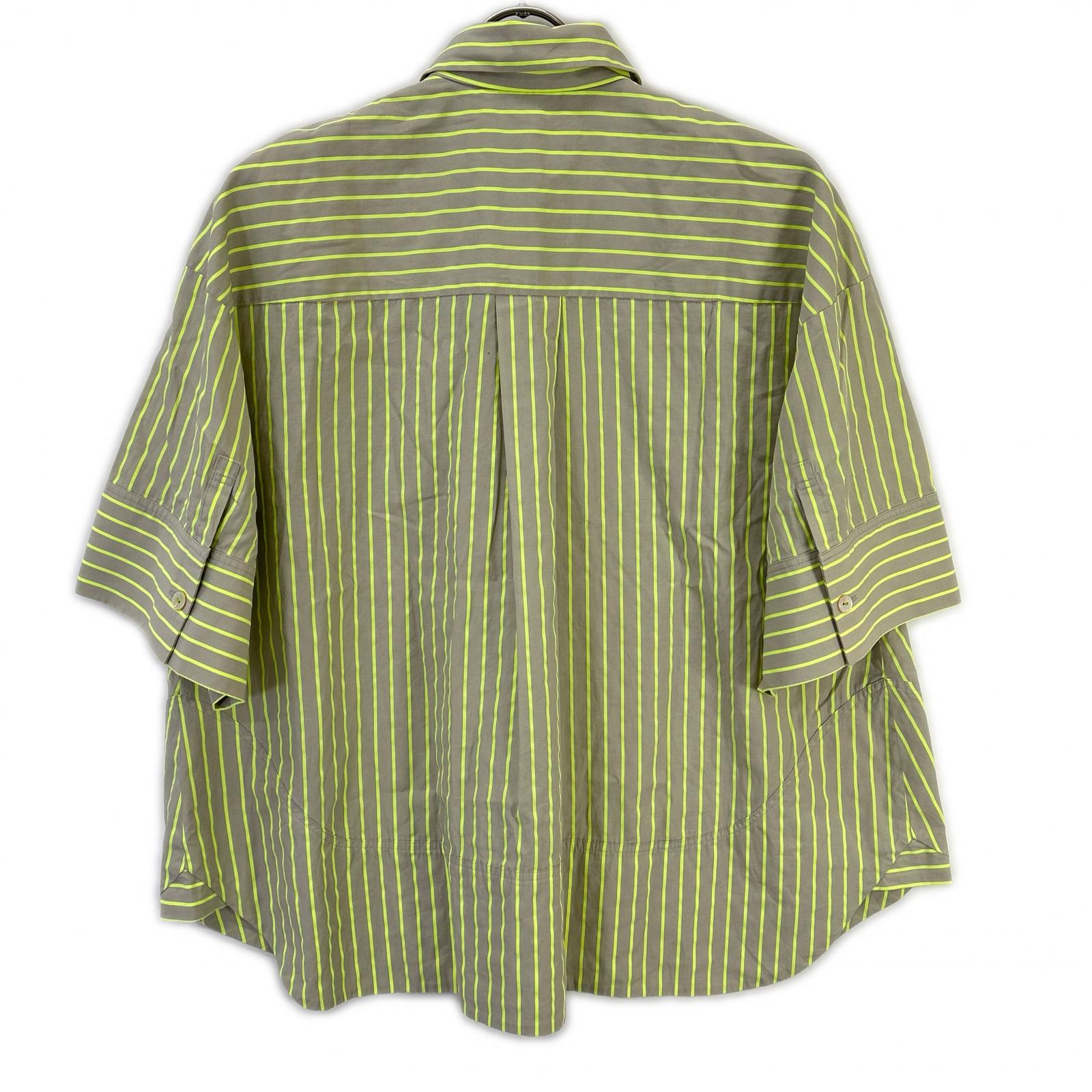 ENFOLD エンフォルド 24SS 300HS430-1920 グレー×イエロー SOLID NEON STRIPE SHIR トップス