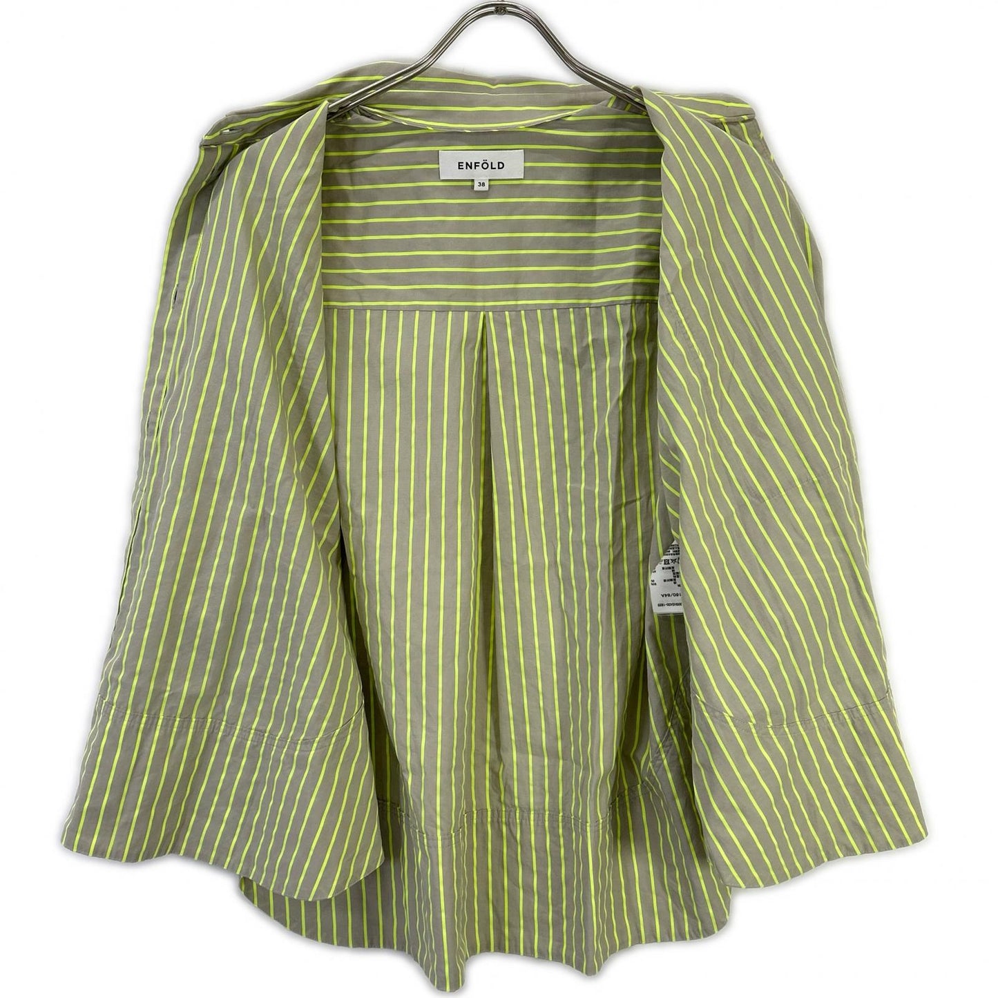 ENFOLD エンフォルド 24SS 300HS430-1920 グレー×イエロー SOLID NEON STRIPE SHIR トップス