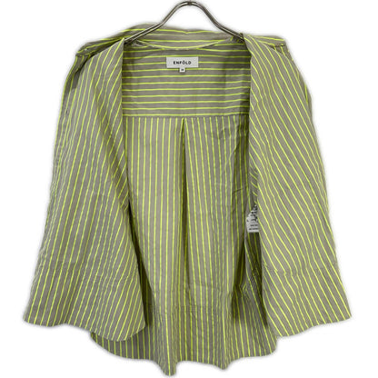 ENFOLD エンフォルド 24SS 300HS430-1920 グレー×イエロー SOLID NEON STRIPE SHIR トップス