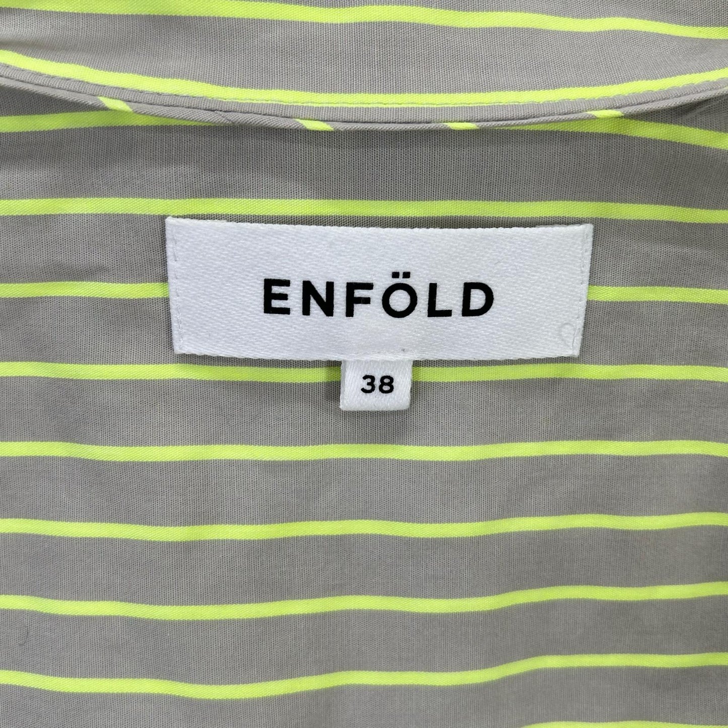 ENFOLD エンフォルド 24SS 300HS430-1920 グレー×イエロー SOLID NEON STRIPE SHIR トップス