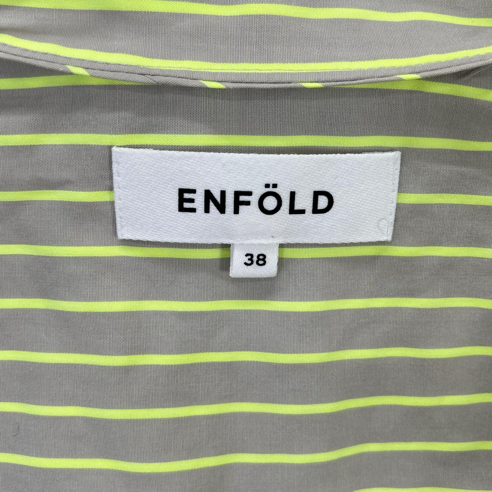 ENFOLD エンフォルド 24SS 300HS430-1920 グレー×イエロー SOLID NEON STRIPE SHIR トップス