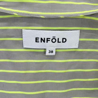 ENFOLD エンフォルド 24SS 300HS430-1920 グレー×イエロー SOLID NEON STRIPE SHIR トップス