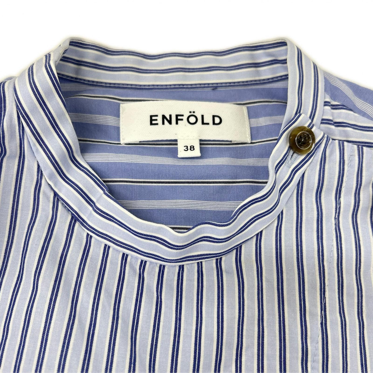 ENFOLD 300FA530-2050 asymmetrical random-striped long-sleeve shirt, top