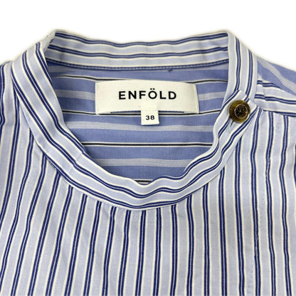ENFOLD 300FA530-2050 asymmetrical random-striped long-sleeve shirt, top