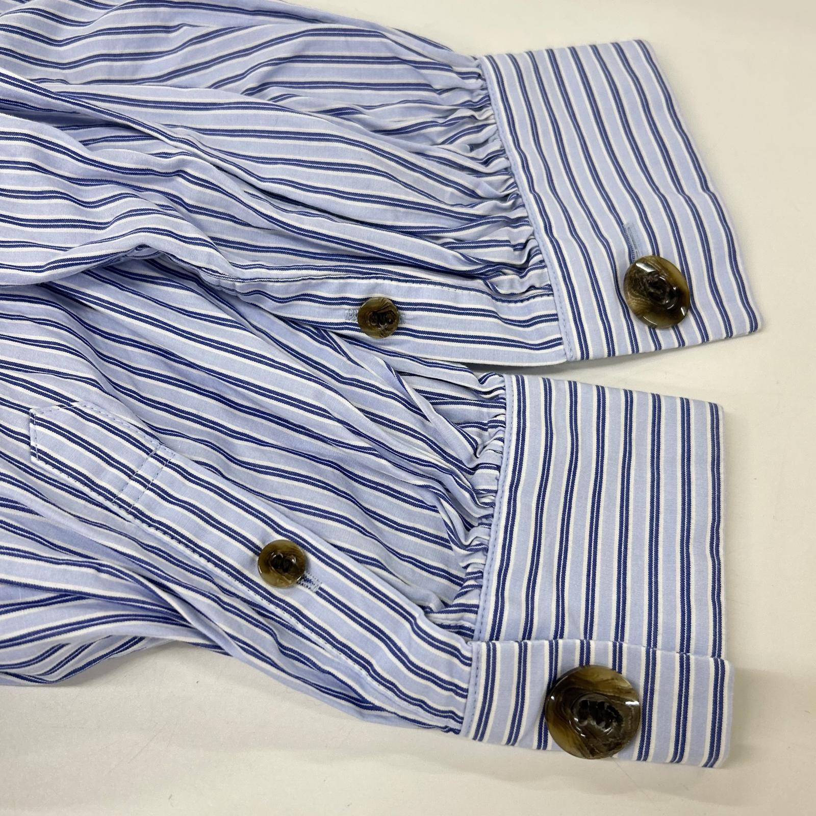 ENFOLD 300FA530-2050 asymmetrical random-striped long-sleeve shirt, top
