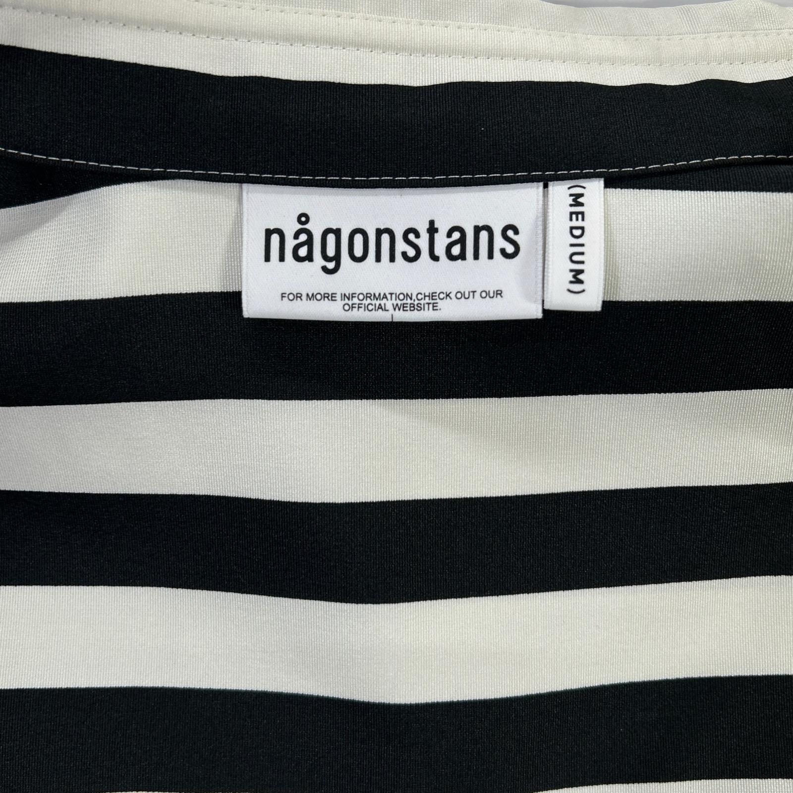 nagonstans ナゴンスタンス 470IS730-1471 ホワイト×ブラック×ブラウン ミックスボーダー ショートスリーブシャツ トップス