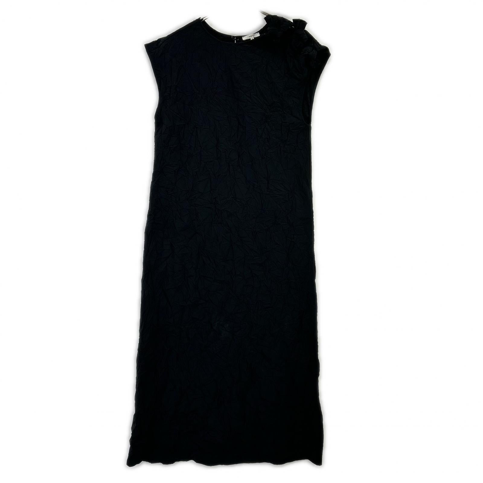 yori Yori YR24-25057SM Black Polyester Back-Slit Sleeveless Ribbon-Washer Dress One-Piece