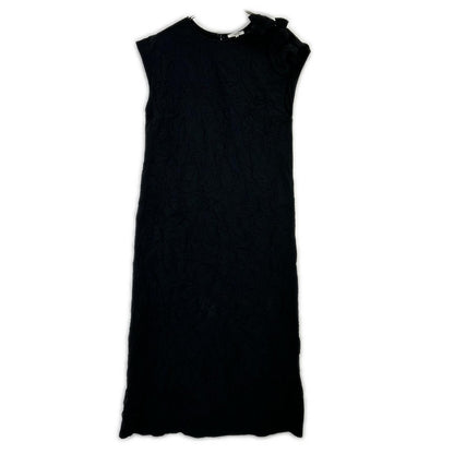 yori Yori YR24-25057SM Black Polyester Back-Slit Sleeveless Ribbon-Washer Dress One-Piece