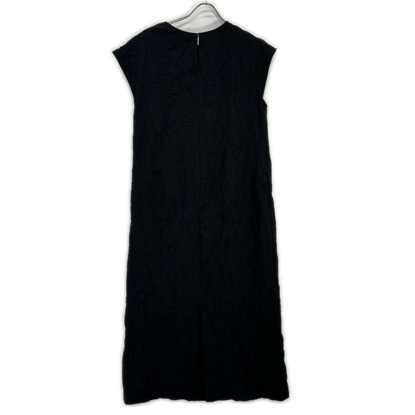 yori Yori YR24-25057SM Black Polyester Back-Slit Sleeveless Ribbon-Washer Dress One-Piece
