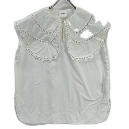 shirocon Shirocon SC2121-007SM White Cotton-Blend Loop-Embroidered Sailor Blouse Tops