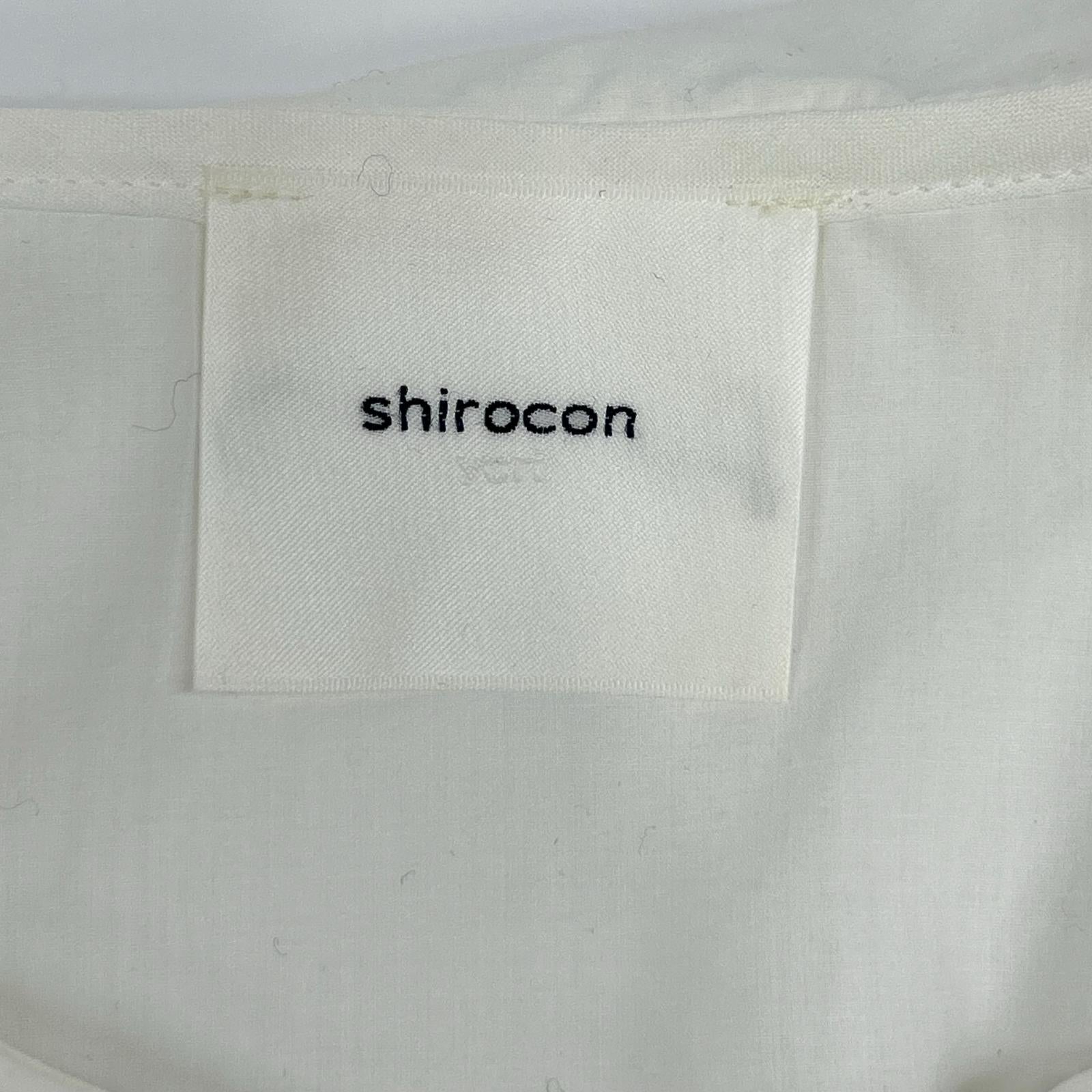 shirocon シロコン SC2121-007SM ホワイト コットン混 ループ刺繍 セーラーブラウス トップス