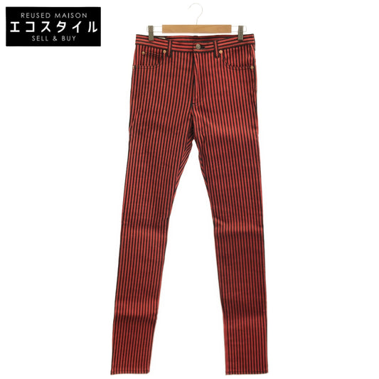 GUCCI グッチ 544678 レッド×ブラック ストライプ ピッグパッチ デニムパンツ ボトムス