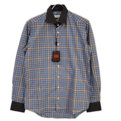 ETRO エトロ ブルー ペイズリーカラー チェック柄 ロングスリーブ ボタンシャツ トップス