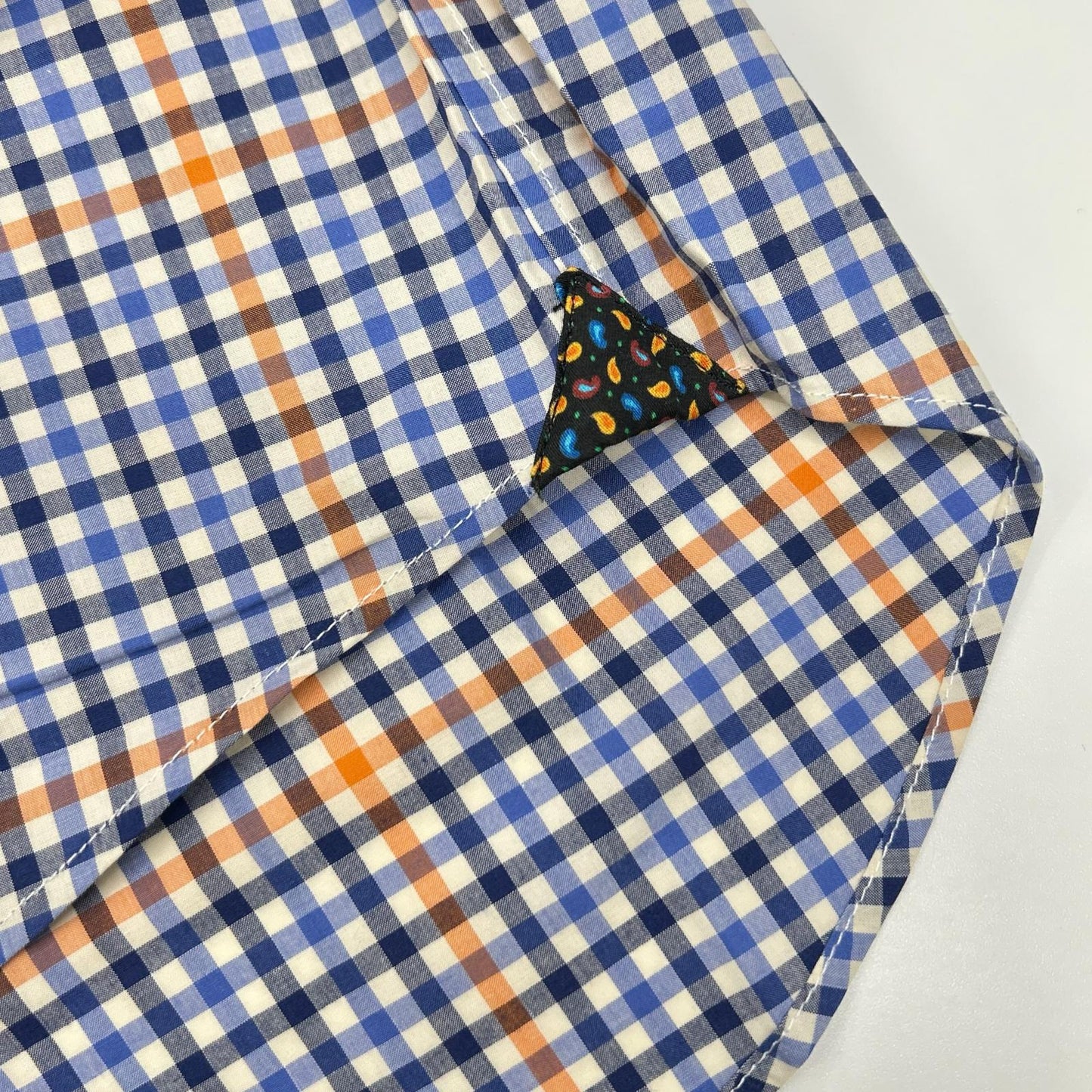ETRO エトロ ブルー ペイズリーカラー チェック柄 ロングスリーブ ボタンシャツ トップス