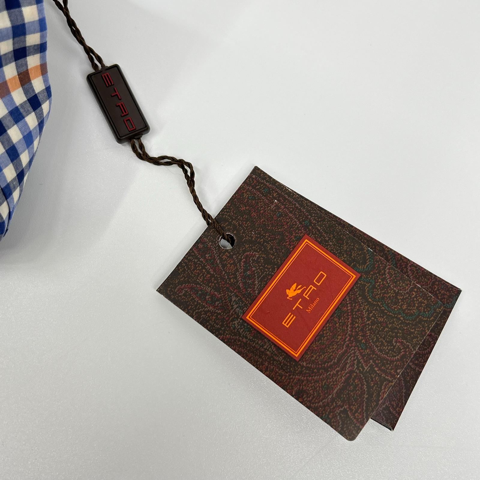 ETRO エトロ ブルー ペイズリーカラー チェック柄 ロングスリーブ ボタンシャツ トップス