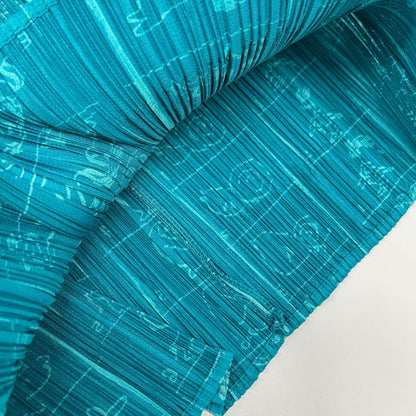 PLEATS PLEASE PP71-JJ712 Light Blue Comic-Illustration Design Collared Shirt Blouse Top