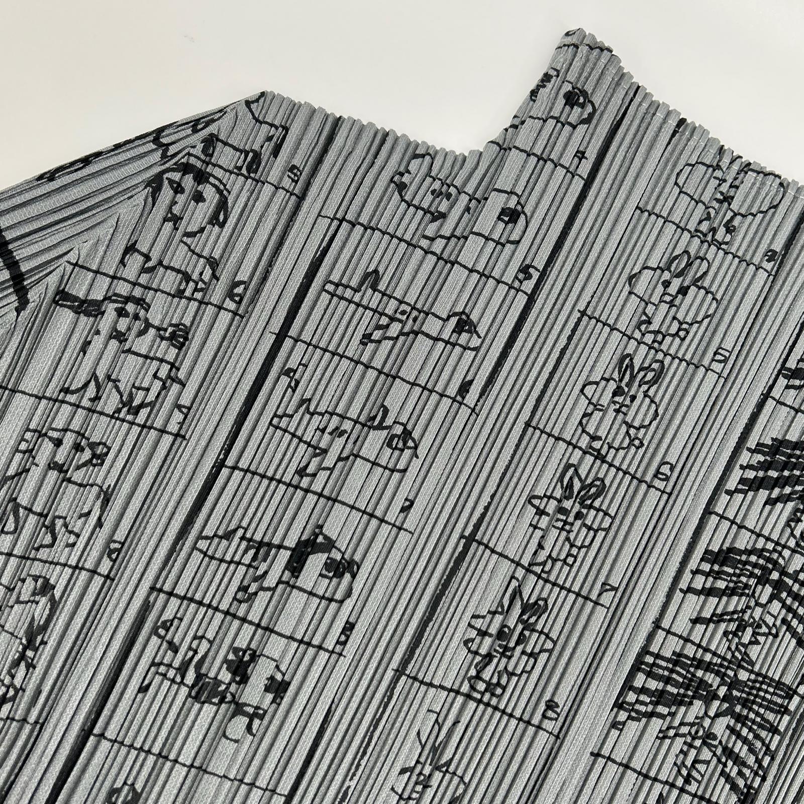 PLEATS PLEASE プリーツプリーズ PP71-JK716 グレー コミックイラストモックネック半袖カットソー トップス