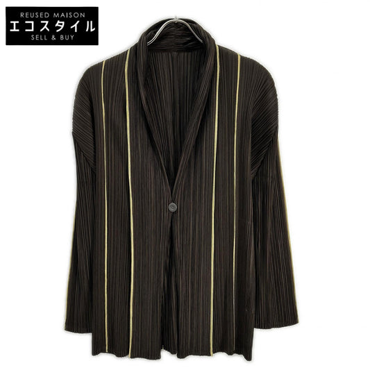 PLEATS PLEASE プリーツプリーズ PP43-JD422 ブラウン ラインデザインショールカラージャケット ジャケット
