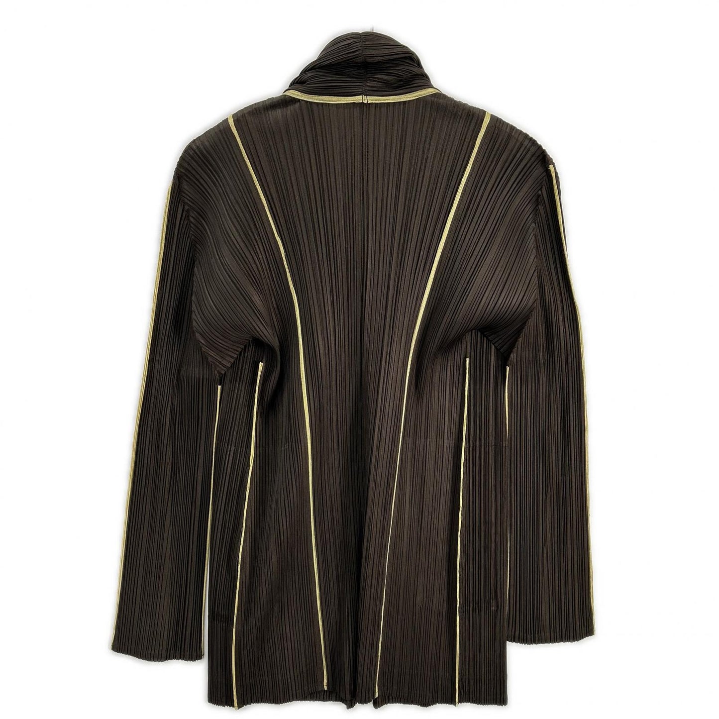 PLEATS PLEASE プリーツプリーズ PP43-JD422 ブラウン ラインデザインショールカラージャケット ジャケット