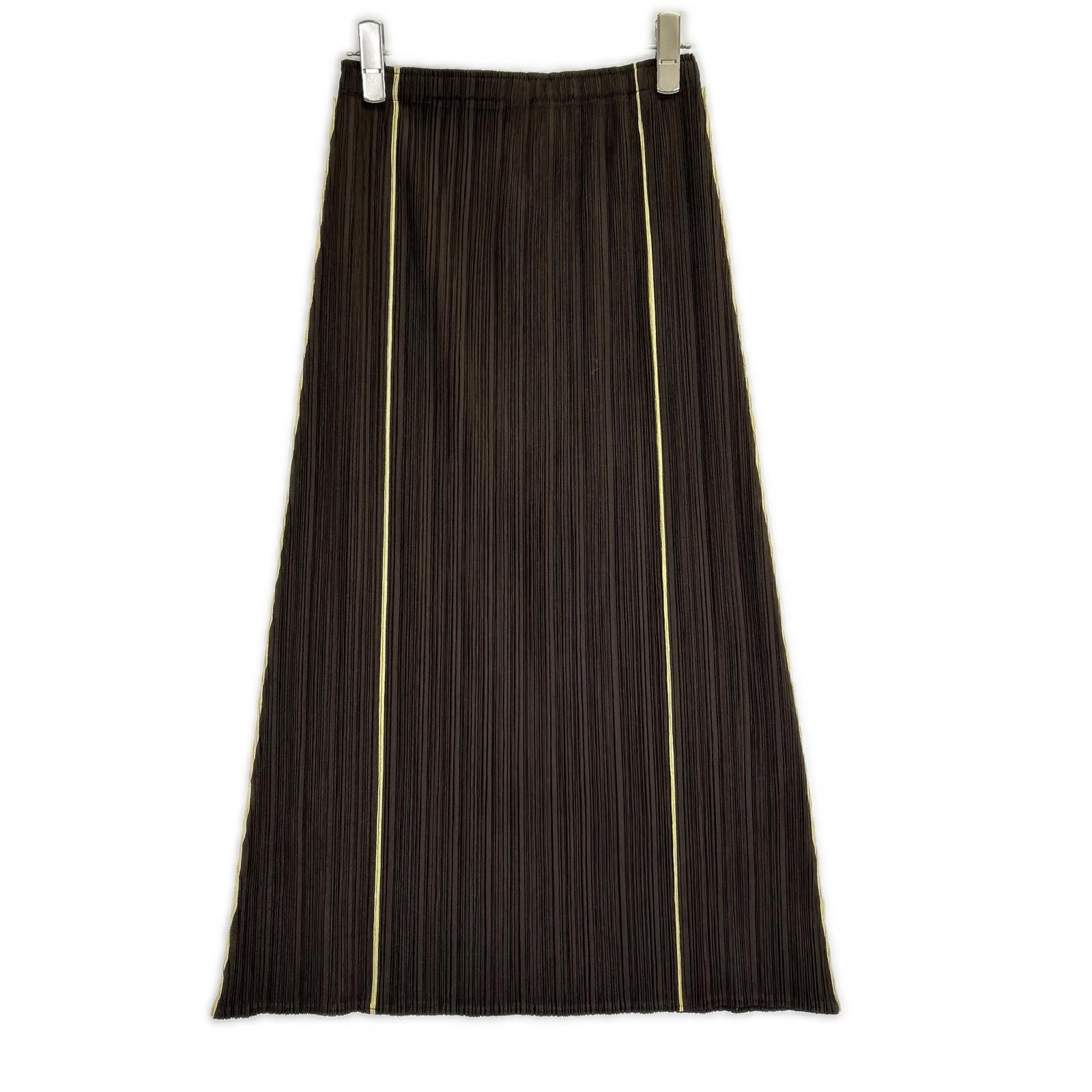 PLEATS PLEASE プリーツプリーズ PP43-JG424 ブラウン ラインデザインロングスカート スカート