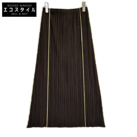 PLEATS PLEASE プリーツプリーズ PP43-JG424 ブラウン ラインデザインロングスカート スカート