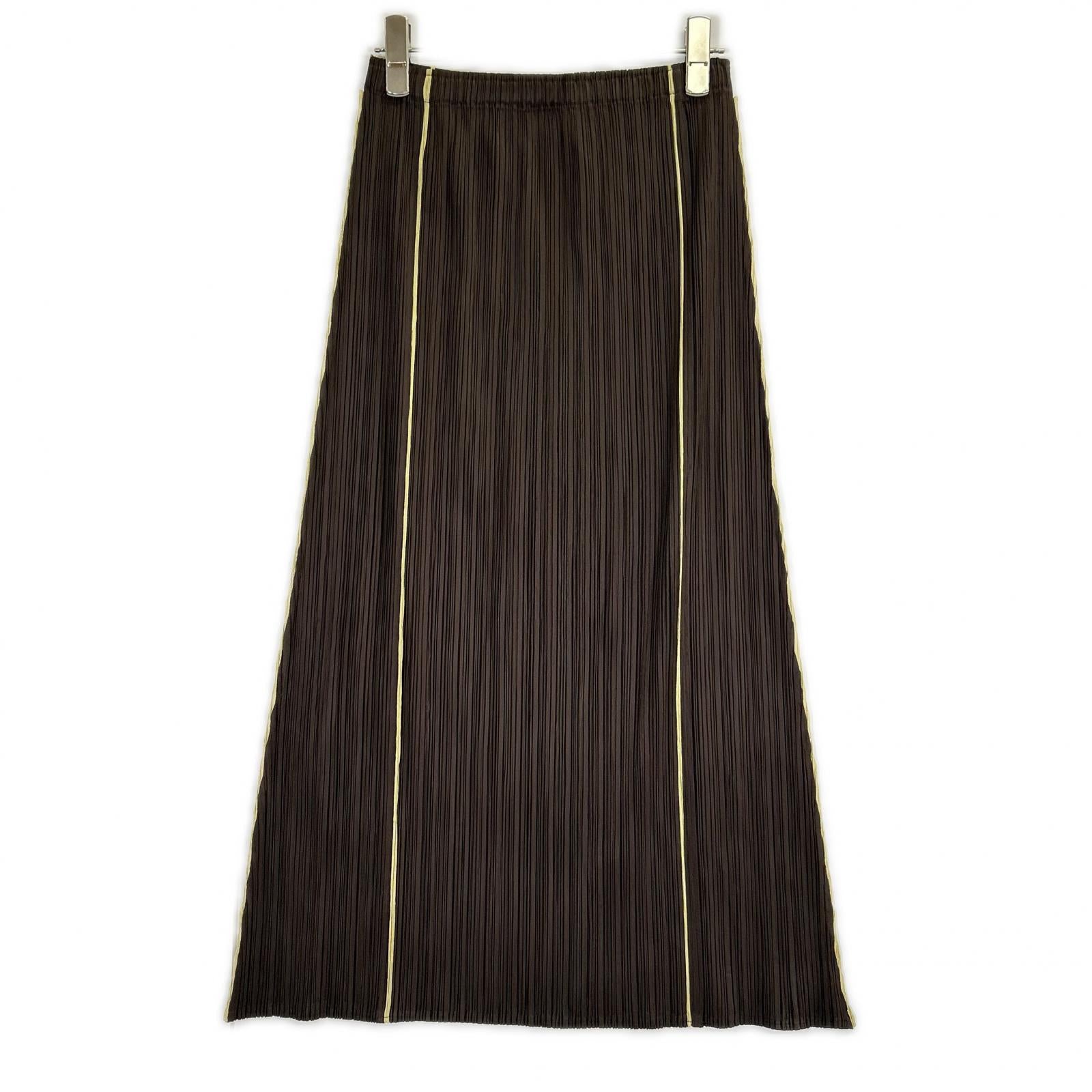PLEATS PLEASE プリーツプリーズ PP43-JG424 ブラウン ラインデザインロングスカート スカート