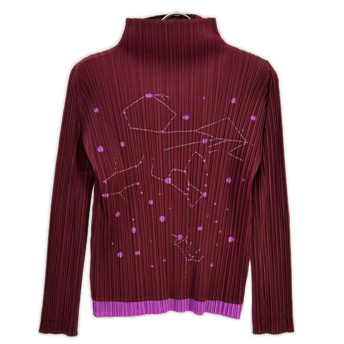 PLEATS PLEASE プリーツプリーズ PP61-JK522 ボルドー×パープル 星座カッティングモックネック長袖カットソー トップス