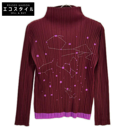 PLEATS PLEASE プリーツプリーズ PP61-JK522 ボルドー×パープル 星座カッティングモックネック長袖カットソー トップス