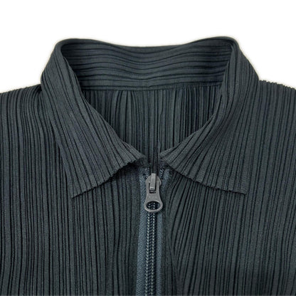 PLEATS PLEASE [excellent condition] PP82-JA360 pleated front-zip long dress
