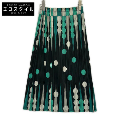 PLEATS PLEASE PP73-JG614 Black × Green Geometric-Pattern Dot Medium Skirt