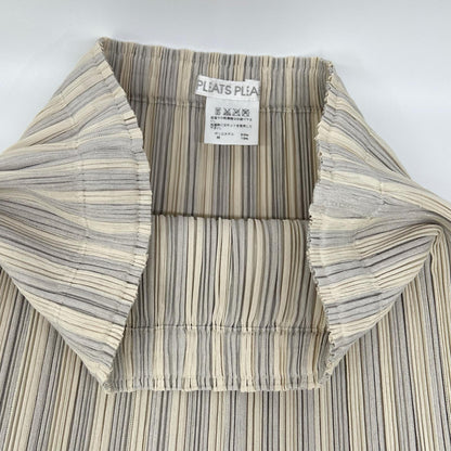 PLEATS PLEASE プリーツプリーズ PP71-JG644 アイボリー×ライトグレー ストライプロングスカート スカート