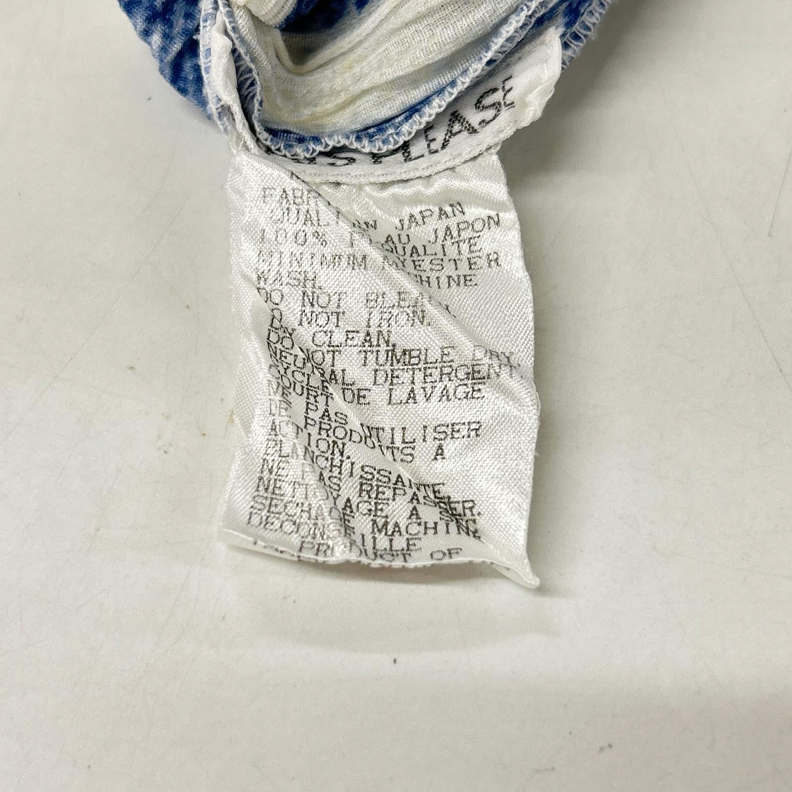 PLEATS PLEASE プリーツプリーズ 【美品】PP92-JK072 キーネック デニム転写ストライプ 半袖カットソー トップス