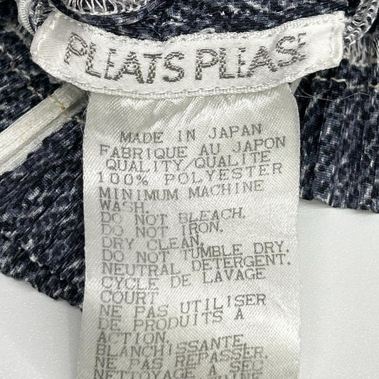 PLEATS PLEASE プリーツプリーズ PP92-JK072 インディゴー×ホワイト デニム転写ストライププルオーバー半袖シャツブラウス トップス