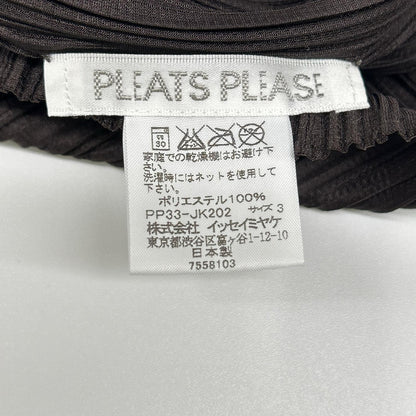 PLEATS PLEASE プリーツプリーズ PP33-JK202 ブラウン Vネックモックネック変形長袖カットソー トップス
