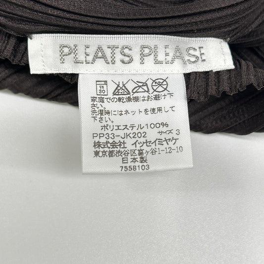 PLEATS PLEASE プリーツプリーズ PP33-JK202 ブラウン Vネックモックネック変形長袖カットソー トップス