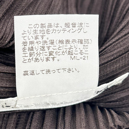 PLEATS PLEASE プリーツプリーズ PP33-JK202 ブラウン Vネックモックネック変形長袖カットソー トップス