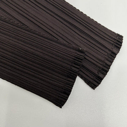 PLEATS PLEASE プリーツプリーズ PP33-JK202 ブラウン Vネックモックネック変形長袖カットソー トップス